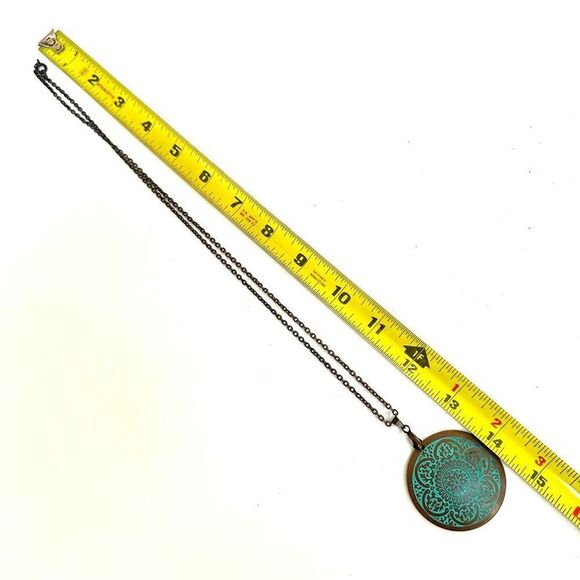 Copper blue circle pendant necklace - Picture 8 of 9